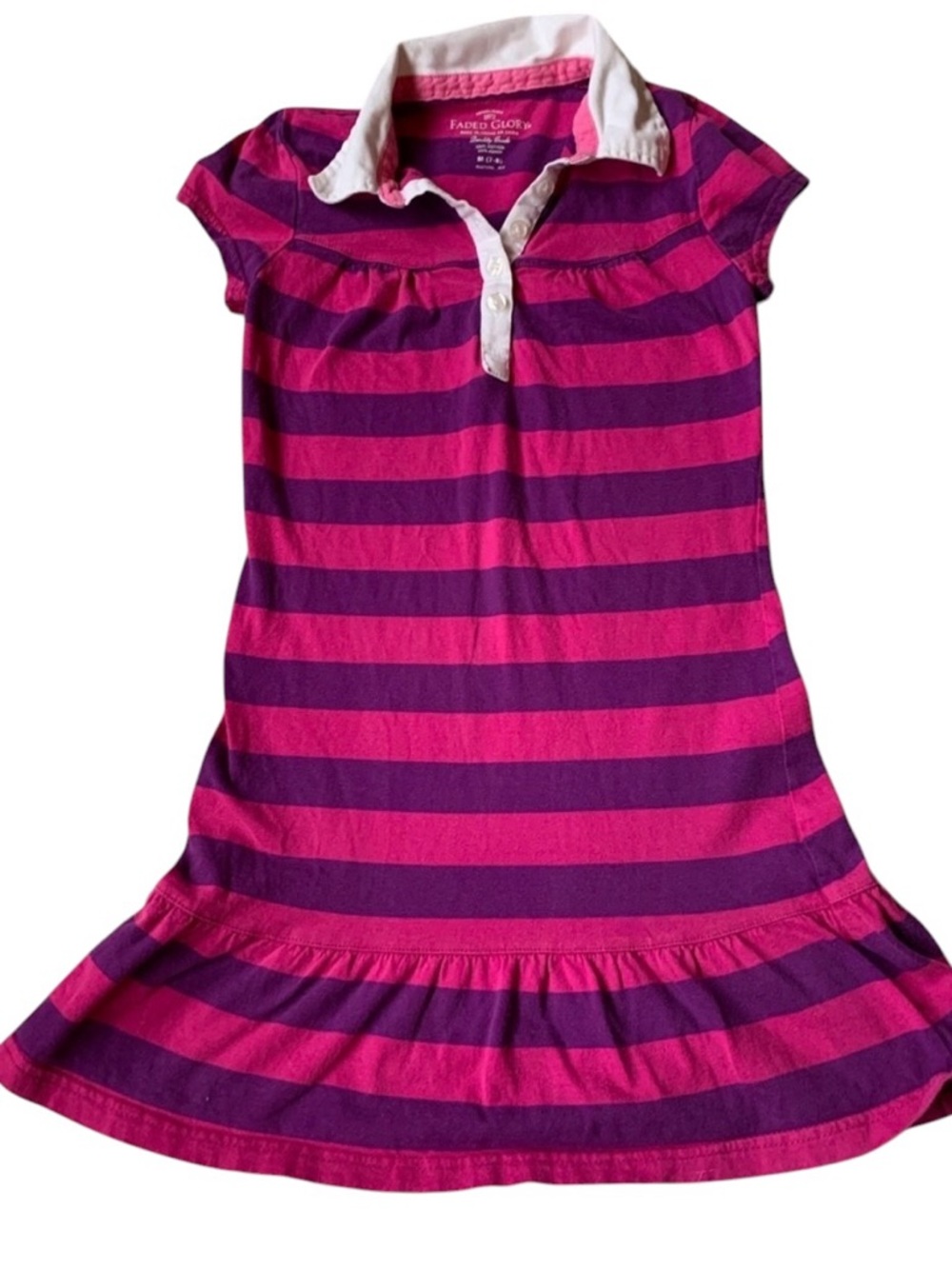 🎆🎇3for$9 Faded Glory girls polo dress- size M 7/8- pink and purple stripes